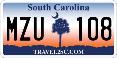 SC license plate MZU108