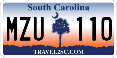 SC license plate MZU110
