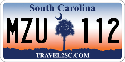 SC license plate MZU112