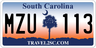 SC license plate MZU113