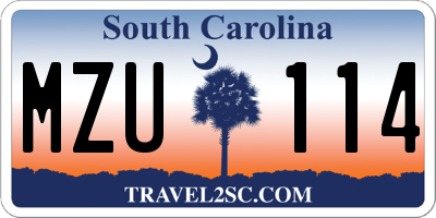 SC license plate MZU114