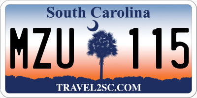 SC license plate MZU115