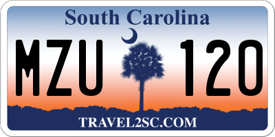 SC license plate MZU120