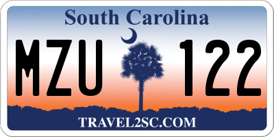 SC license plate MZU122
