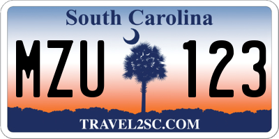 SC license plate MZU123
