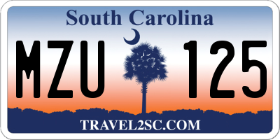 SC license plate MZU125