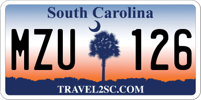SC license plate MZU126