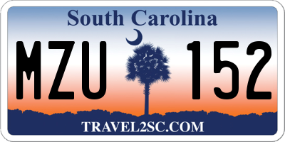 SC license plate MZU152