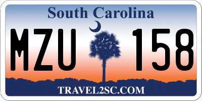 SC license plate MZU158