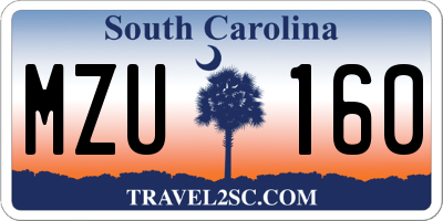SC license plate MZU160