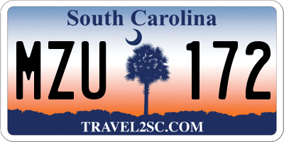 SC license plate MZU172