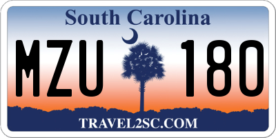 SC license plate MZU180