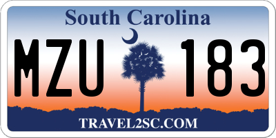 SC license plate MZU183