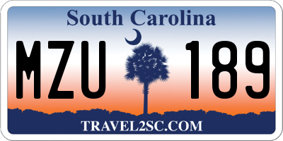 SC license plate MZU189