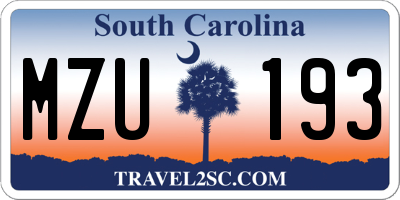 SC license plate MZU193