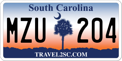 SC license plate MZU204