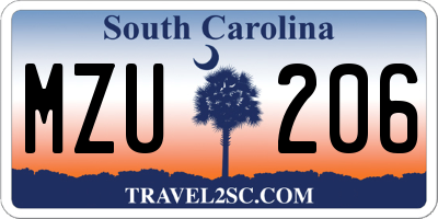 SC license plate MZU206
