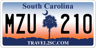 SC license plate MZU210