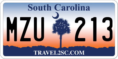 SC license plate MZU213