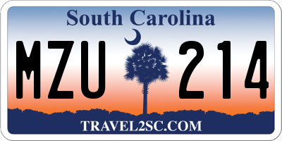 SC license plate MZU214