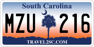 SC license plate MZU216