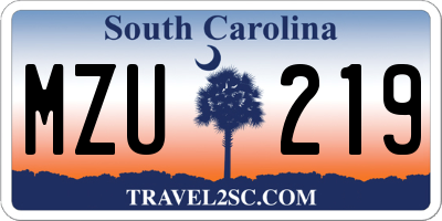SC license plate MZU219