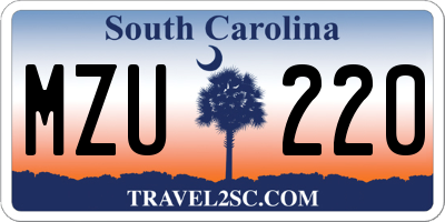 SC license plate MZU220