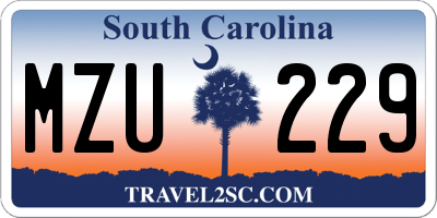 SC license plate MZU229