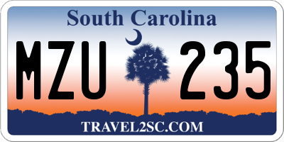 SC license plate MZU235