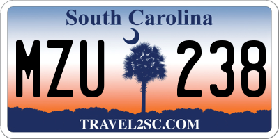 SC license plate MZU238