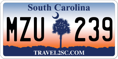 SC license plate MZU239