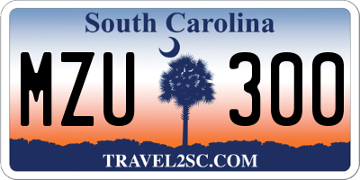 SC license plate MZU300
