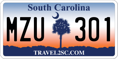 SC license plate MZU301