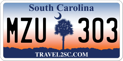 SC license plate MZU303