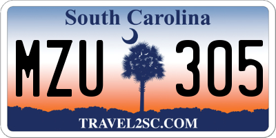 SC license plate MZU305