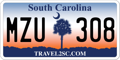 SC license plate MZU308