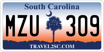 SC license plate MZU309