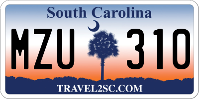 SC license plate MZU310
