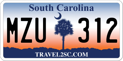SC license plate MZU312