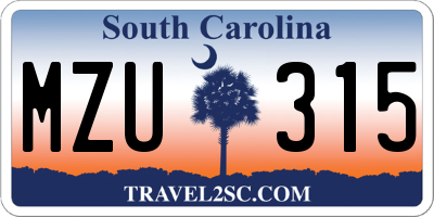 SC license plate MZU315