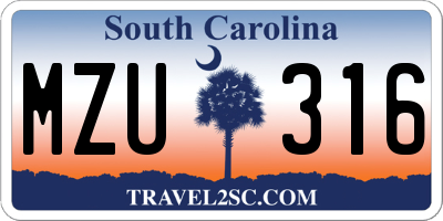 SC license plate MZU316