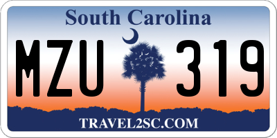 SC license plate MZU319
