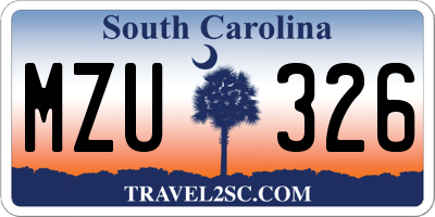 SC license plate MZU326