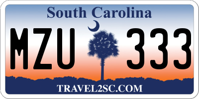 SC license plate MZU333