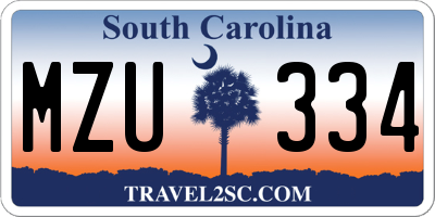 SC license plate MZU334