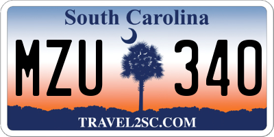 SC license plate MZU340