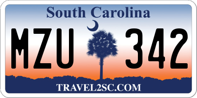 SC license plate MZU342