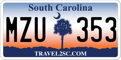 SC license plate MZU353