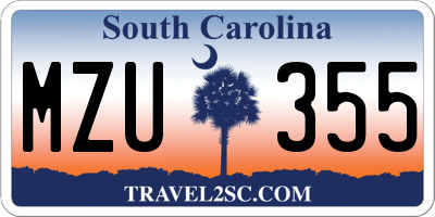 SC license plate MZU355