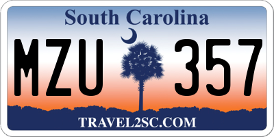 SC license plate MZU357